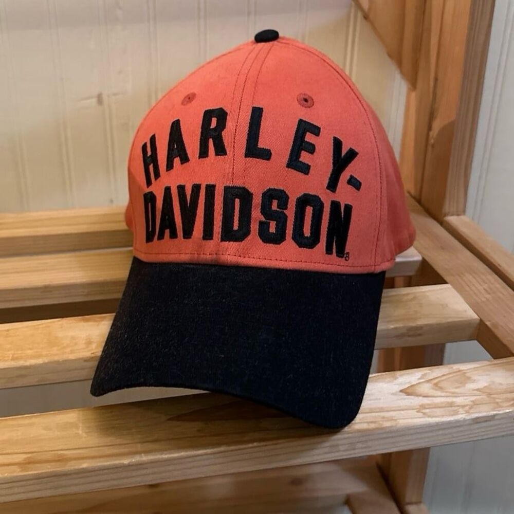 Harley Davidson Hat Size Medium Orange Black